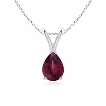 V-Bale Pear-Shaped Rhodolite Solitaire Pendant in Silver - £154.15 GBP