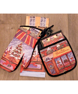 J. Brinley La Patisserie Deli Christmas Oven Mitt Trivet Wine Bag 4 Pc S... - $298.72 MXN