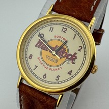 Vintage Hard Rock Time Quartz Watch Women Gold Tone Leather Analog New B... - $23.74