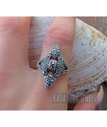 Sterling Silver Marcasite Ring: Fleur-de-lis Statement Jewelry - $1,133.60 MXN
