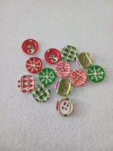 Wood Christmas buttons, 13 pieces  - $3.00