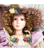 Victorian Fashion Girl Doll 18 inch Violet Ornate Lace Dress Umbrella DU... - $15.00