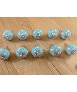 10 DRAWER PULLS KNOBS HANDLE CABINET DRESSER FUN LIGHT TURQUISE BLUE POL... - $42.03 CAD