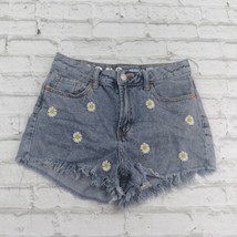 S.O.N.G Shorts Women Juniors 5/27 Blue Perfect Super High Rise Embroidered Daisy - £19.55 GBP