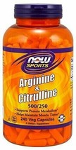NOW Sports Nutrition, Arginine &amp; Citrulline 500 mg/ 250 mg, Amino Acids, 240 ... - £30.74 GBP