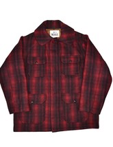 Vintage Woolrich Wool Mackinaw Hunting Jacket Mens 42 Red Plaid Made in USA - £135.29 GBP