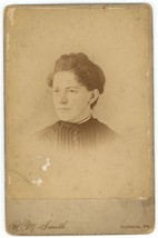 Antique Circa 1880s Cabinet Card Smith Beautiful Woman Looking Away Indiana, PA - £7.52 GBP