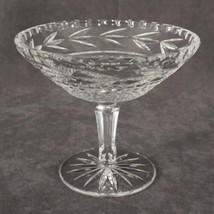 Signed GALWAY Irish Crystal LEAH Pattern Footed Compote 5&quot; Tall &amp; 6&quot; Across - $21.96