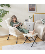 Accent Sofa Chair Folding Footrest Ottoman Side Pocket Modern Lounge Liv... - £146.16 GBP