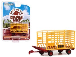 Bale Throw Wagon Yellow and Red &quot;Down on the Farm&quot; Series 7 1/64 Diecast Model - £14.32 GBP