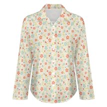 Mondxflaur Retro Floral Women Long Sleeve Shirt Summer Elegant Fashionable - £19.47 GBP