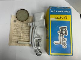 MAKORLO Vintage Poppy Seed Grinder Mill, White Enamel w/ Box Czech Republic - $49.45
