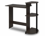 FURINNO Compact Computer Desk with Shelves, Round Side, Espresso/Black - $59.99