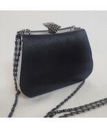 Jessica McClintock Black Satin ‘Miniaudiere’ Handbag Crossbody Chain Str... - $258.65 MXN
