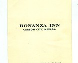 Bonanza Inn Menu / Mailer Carson City Nevada 1960&#39;s - $77.22