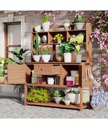Topmax Fir Wood Potting Bench Garden Workstation Hutch &amp; Storage - $6,704.70 MXN