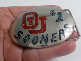 Vintage OU Oklahoma University Sooners Number 1 Inlay Belt Buckle - £19.54 GBP