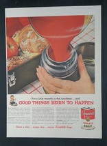 Vintage 1960 Campbell&#39;s Tomato Soup Good Things Begin to Happen Full Page Ad - £5.22 GBP