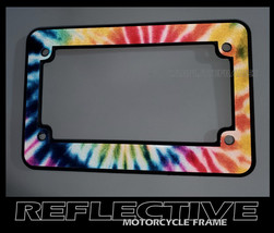 TIE DYE MOTORCYCLE REFLECTIVE PLASTIC LICENSE PLATE FRAME TIED hippie gr... - £13.22 GBP