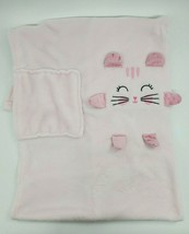 Rene Rofe Pink Kitty Cat w Pocket Baby Blanket Travel Plush Pillow Security B62 - £15.00 GBP