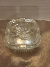 Vintage Federal Glass Refrigerator Storage Container w Vegetables Lid CHIP - £6.55 GBP