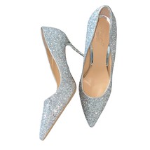Jewel Badgley Mischka Silver Glitter Pointed Toe Stiletto Heel Pumps Size 10 - £26.07 GBP