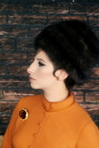 Barbra Streisand, portrait in profile in fur hat 4x6 photo - $4.75