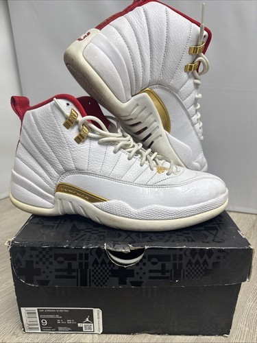 Air Jordan 12 FIBA Retro Size 9 Mens White Red Gold Sneakers 2019 130690... - $94.05