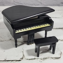 Dollhouse Miniature Grand Piano Black With Bench Wooden Furniture Flaw  - £23.21 GBP