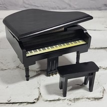 Dollhouse Miniature Grand Piano Black With Bench Wooden Furniture Flaw  - £22.20 GBP