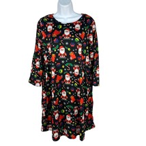 Christmas Santa Print Dress With Long Sleeves For Women Size Medium - $18.50