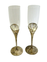Forevermore Lenox Crystal Silverplate Double Heart Champagne Flutes Lot of Two - £17.03 GBP