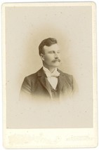 Circa 1890&#39;S Cabinet Card Man Mustache Suit Kitchen Littleton White Mountains Nh - £9.66 GBP