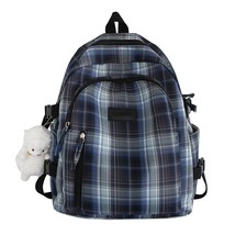 School Backpack Plaid Design Wild Women&#39;s Backpa for Girls Korean Large Capacity - £34.65 GBP
