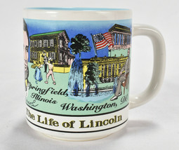 Vintage The Life Of Abraham Lincoln Mug Indiana Kentucky Illinois Souvenir - £17.89 GBP