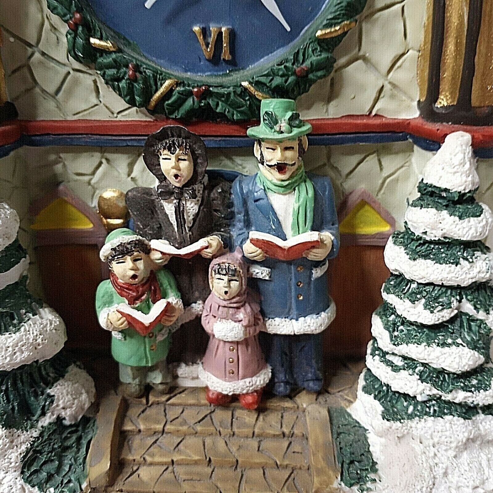 Primary image for Vintage Christmas Village Church Table Clock Carolers Plays Carols
