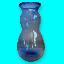 Vintage Handblown Art Glass Vase Blue Bubbles - 12” Tall - £26.16 GBP