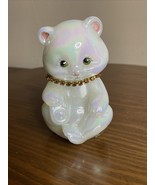 Fenton Glass Bear Figurine Opalescent White November Birth Stone Necklac... - €23,23 EUR