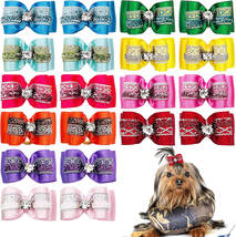 Bling Pet Hair Bows with Rubber Bands for Small Dogs Cat Puppy Groomin - $26.72