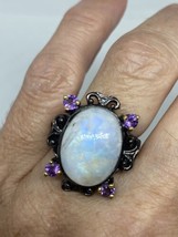 Vintage Rainbow Moonstone Ring 925 Sterling Silver Size 8 - $130.43