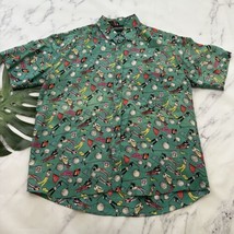 Colore Italia Mens Vintage 90s Silk Shirt Size L Green Golfer Print Funk... - $18.80
