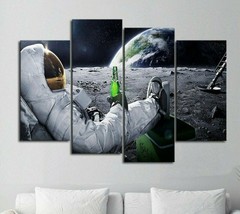 Multi Panel Print Beer Canvas Set Micro Brew 5 Piece Wall Art Astronaut Man Cave - £21.76 GBP+