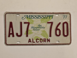 Mississippi License Plate AJ7 760 Alcorn Red Cream Hospitality State-197... - $23.20