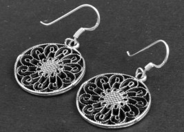 Handmade 925 Sterling Solid Silver Flower Women Wear Drop Dangle Earrings - £36.86 GBP+