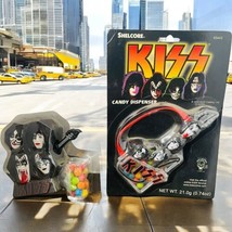 2 KISS Band Vtg 2000 Shelcore Guitar Shaped Gene Tongue Candy Dispensers Fan - $27.93