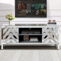 Mirrored TV Stand for 65+ Inch TVs | Silver Console Table - $634.99 CAD
