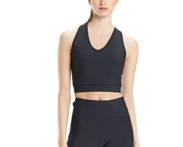 Josie Natori Womens Active Solstice V-Neck Cropped Top Size Small Color Black - £29.81 GBP