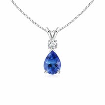 Angara Natural 7x5mm Tanzanite Solitaire Pendant Necklace in Sterling Silver - £269.10 GBP