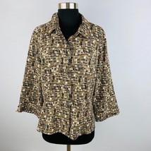 Christopher &amp; Banks Womens Large L Brown Black Tan Abstract Print Shirt - £15.28 GBP