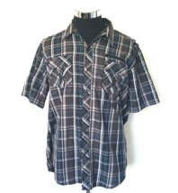 Burnside Mens XLarge Shirt Casual Black Plaid Zipper Pocket Button Front - £11.31 GBP